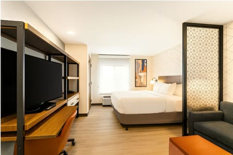 Settle in with streaming and a comfy bed just steps away.