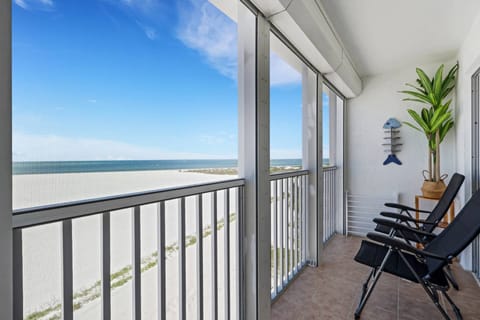 One of the highlights of this condo is the fully screened beachfront balcony, perfectly positioned for panoramic Gulf views and nightly sunsets.