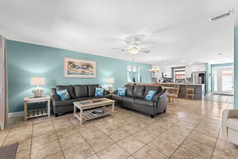 Large, spacious living area with new furniture