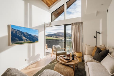 Living room with golf course view