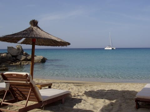 Beach nearby, sun loungers, beach towels, 2 beach bars