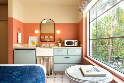 Enjoy sunny countertop space for easy breakfasts and coffee.