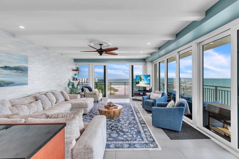 Living Room with Wrap Around Water Views