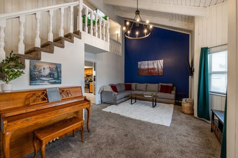Cozy living room with piano