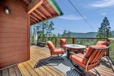 Fire pit seating on the deck