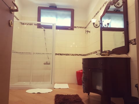 Shower, free toiletries, hair dryer, bidet