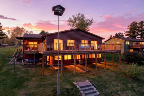 Lake facing expansive deck welcomes you.