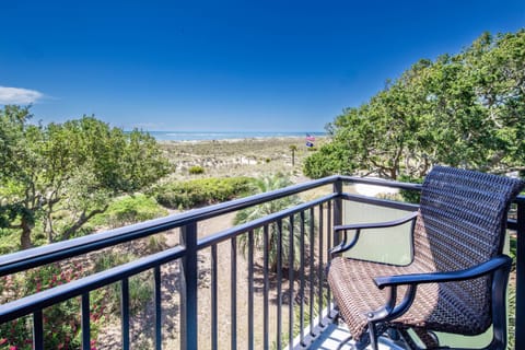 The private balcony off of the living room and primary suite is the perfect spot for your morning coffee.
