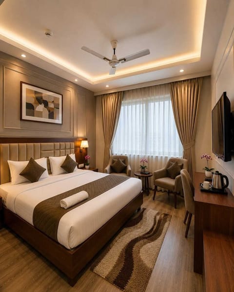 Deluxe Double Room, City View | Iron/ironing board, free WiFi