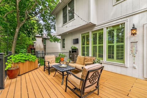 Comfortable patio furniture featuring seating and a table, perfect for outdoor relaxation.