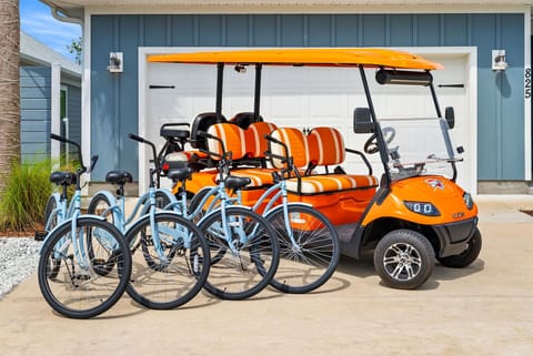 Cruise the community on the 6 seater golf cart or provided bikes!