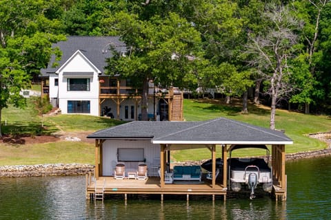 Spacious waterfront home with beautiful lake views and easy water access.
