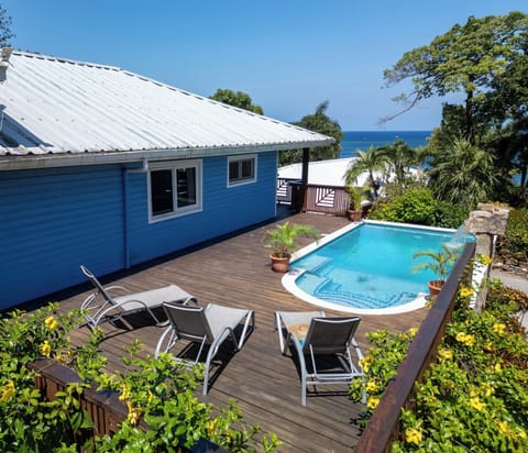 Huge pool and deck overlooking the Caribbean Sea