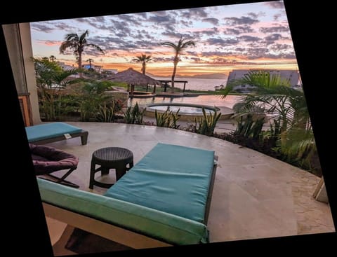 Private patio- steps from the pool and pool bar with stunning sunset views.