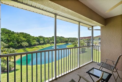 Peaceful pond views from your private screened lanai