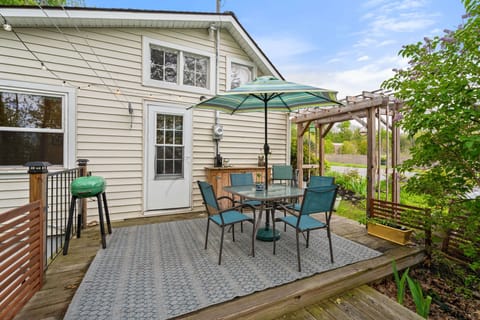 Enjoy dinner under the string lights or unwind with a glass of Finger Lakes wine on the private patio surrounded by greenery.