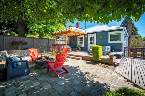Unwind around the fire pit in your private outdoor retreat.