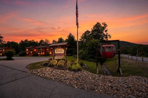 Community entrance at sunset