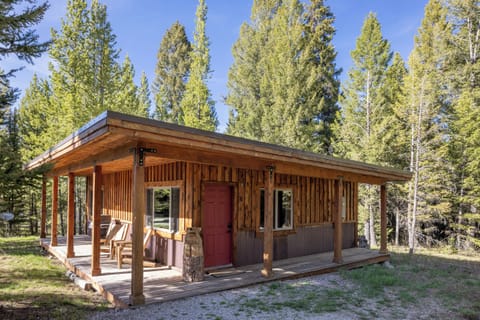 front door and parking area