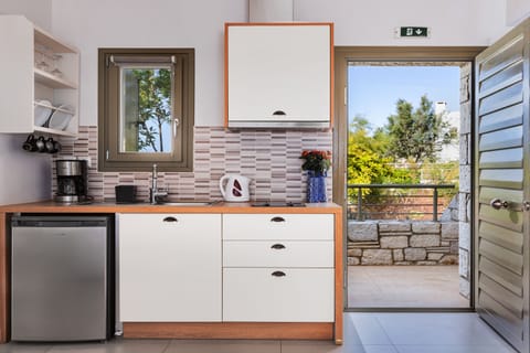 Actaea Sea View Studio | Private kitchen | Fridge, coffee/tea maker, electric kettle