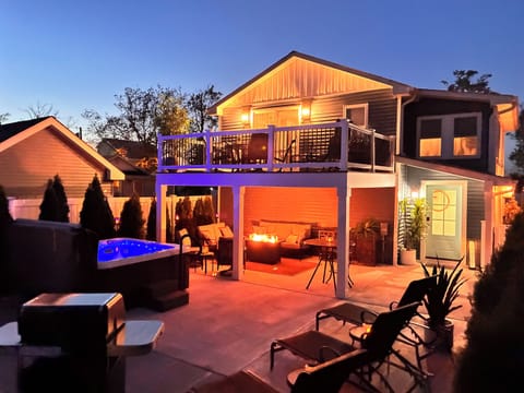 Sirens Keep transforms at night with resort-style lighting, outdoor seating, and unforgettable ambiance.