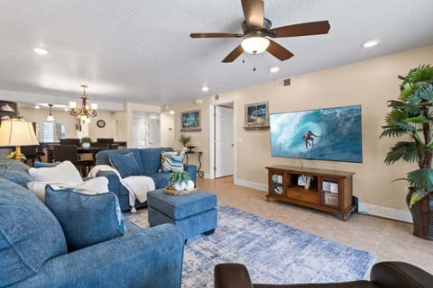 Bright & airy living room with smart TV