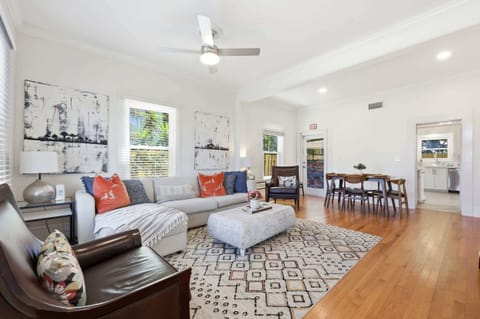 Curl up in the breezy living room & stream your favorites on the smart TV​