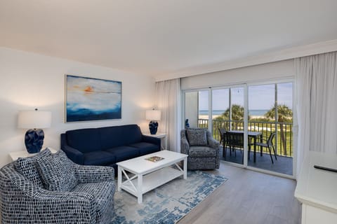 Gorgeous sunset facing gulf views from the living room of this beach villas residence