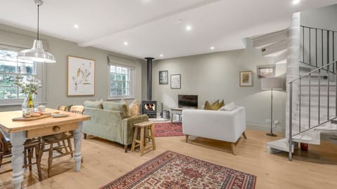 A stylishly furnished and light open-plan space.