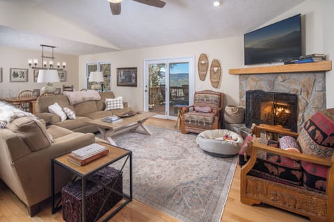 Living Room---Mountain View, Cozy Fireplace, Television