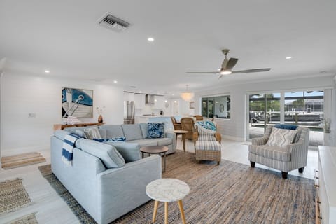 Large open living area with smart tv