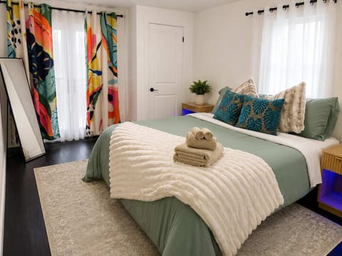 Sleep soundly in a plush king-size bed.