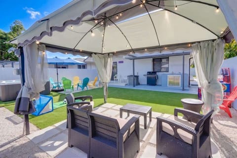 Private backyard designed for relaxation and family fun