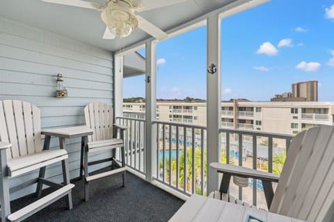 Balcony w/ screened porch for afternoon shade and breezes