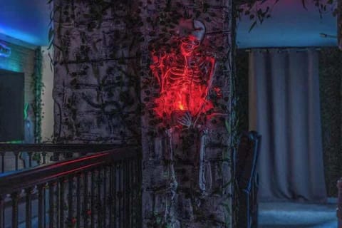 Spooky Fun: Embrace the thrill with our quirky decor and playful lighting!