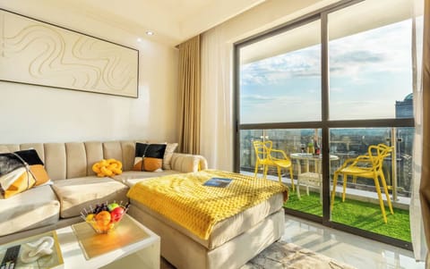 Deluxe Apartment, Balcony | Living area