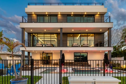 Welcome to Modern Luxury at La Hacienda features a large pool, dock, and double balconies