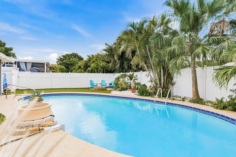 Fully fenced backyard with a gorgeous heated pool!