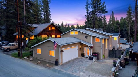 Twilight exterior.