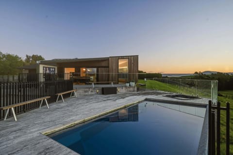 Home and pool at dusk