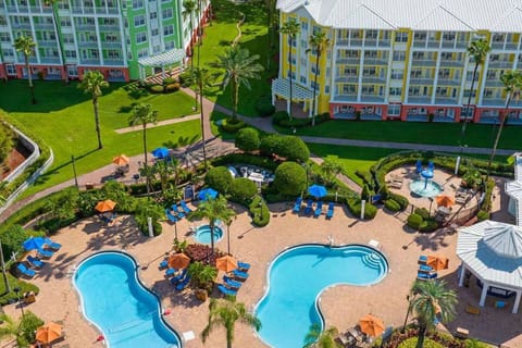 See the resort's pools, hot tubs, and recreation areas from above.