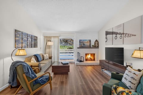 Living room, cozy feel with wood fireplace