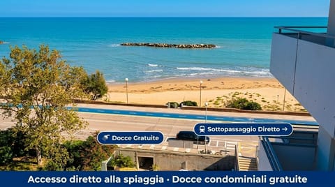 On the beach, sun loungers, beach umbrellas, beach bar