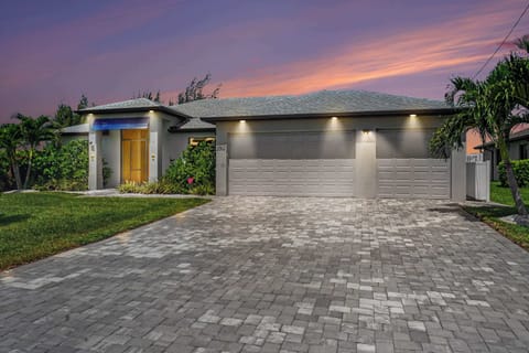 Home has lit entryway for easy entry at night