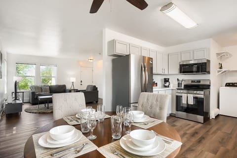 There`s plenty of space in the kitchen for cooking and eating