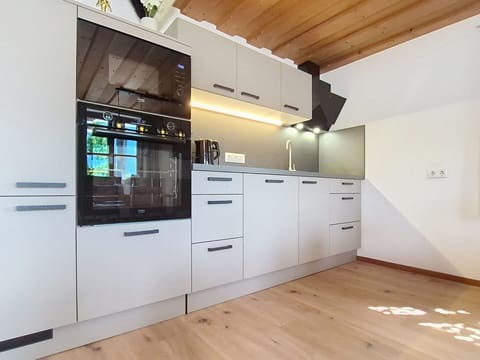 Kitchen, Kitchen Appliance, Countertop, Flooring, Interior Design, Major Appliance, Cabinetry, Wood, Floor, Home Appliance