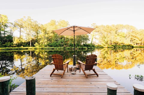 Start your morning on the dock with coffee in hand and peaceful views across the tidal pond. Get up early and catch the sunrise!