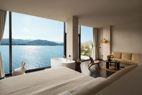 Panoramic Double Room, Patio, Sea View | Desk, laptop workspace, blackout drapes, soundproofing