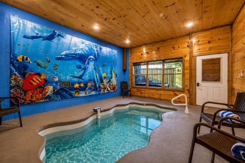 Indoor pool heated to a temp of 82-84 degrees