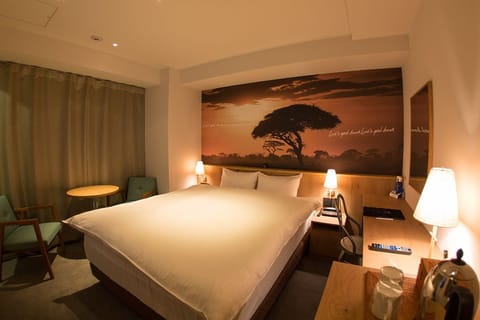 Desk, bed sheets
